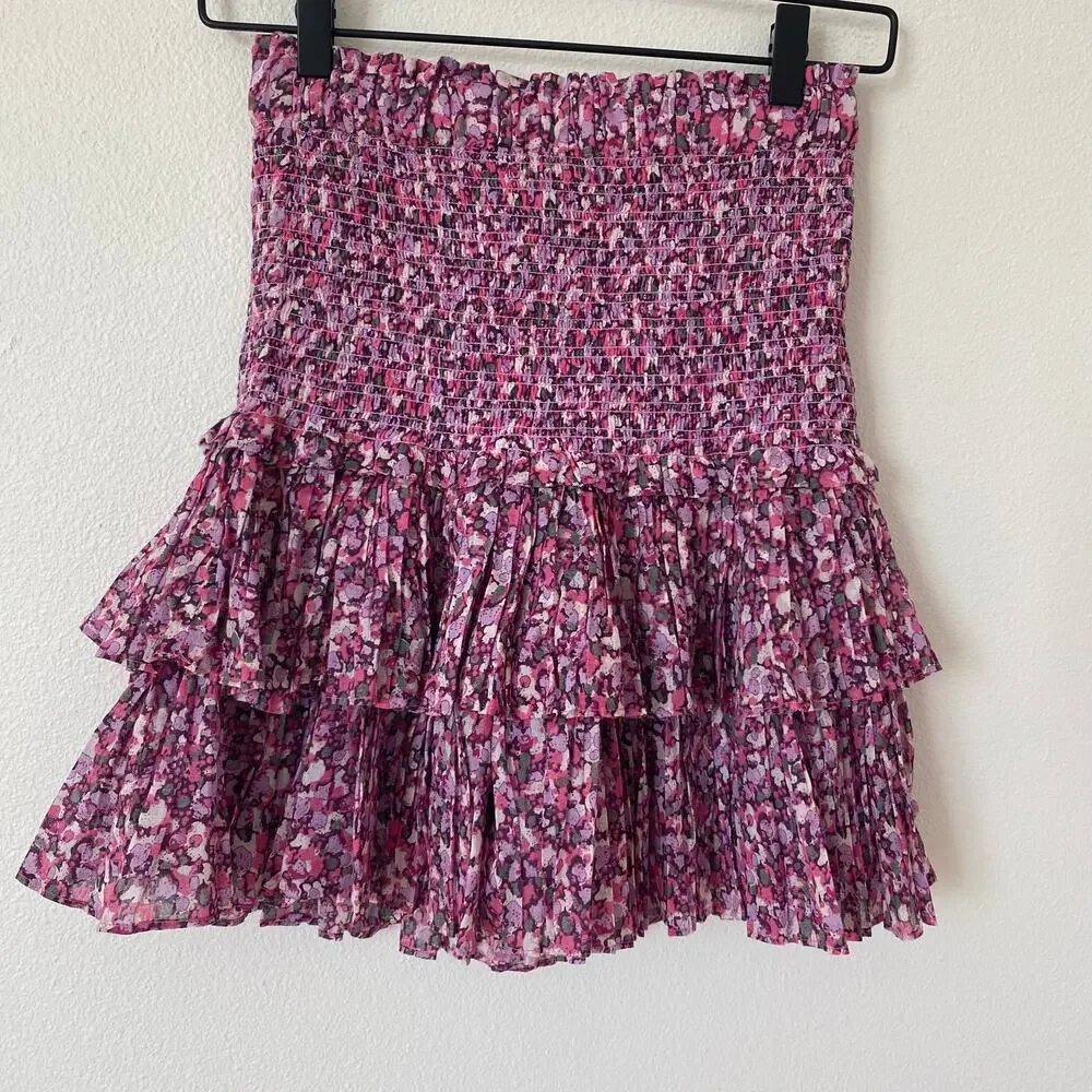 Etoile Isabel Marant Naomi Floral Smocked Mini Skirt NWT Size 36 FR (US 4) - Picture 3 of 14